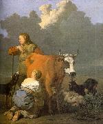 DUJARDIN, Karel Woman Milking a Red Cow ds China oil painting reproduction